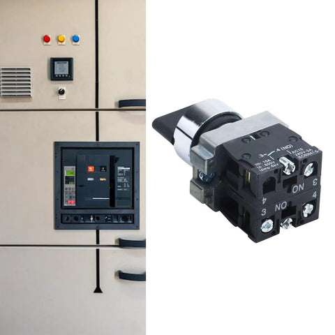 ZB2-BE101 Three Position Round Top Rotary Selector Switch Pack Of 4 Self Locking SPDT 2NO 4 Pin 600V 10A AC Panel Mounted