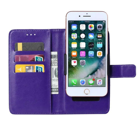 Premium Purple-SXT Protective Case For Danew Trace T-One with card slots and cash pocket, showing 5.5 inch phone inside.