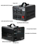 1500W Voltage Transformer Step Up Down Converter 110V-120V To 220V-240V And 220V-240V To 110V-120V with outlets and switches
