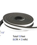Rock Solid CR Neoprene High Density Foam Tape Weather Stripping Seal 1/2 Inch Wide X 1/2 Inch Thick X 6.5 Feet Long with 2 rolls coiled.