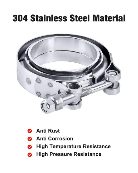 3 Inch V Band Clamp With Flange Set Stainless Steel 2 Pack for Male and Female Flanges showing anti-rust features