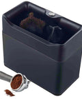 Smooth Operator Electric Portafilter Cleaner With Dual Attachments And Knock Box Skips The Scrubbing Quick 58Mm Espresso Tool For Home Shop Baristas Zero Sweat Pro Level Tidying White Edition, black cleaning box and portafilter.