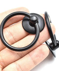 Black Ring Drawer Pull Handles 2 Pack Single Hole Metal Drop Ring Knobs for Cabinets Dresser and Doors with Mounting Screws