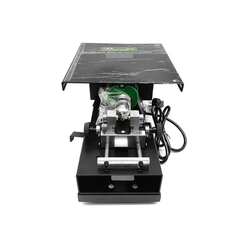 Heavy Duty 1950 Watt Bench Grinder For Jade Polishing And Gemstone Cutting Featuring Variable Speed Control, top view with motor and platform.
