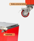 Industrial 81 Gallon Ultrasonic Cleaner Workhorse Rig With Digital Heater And Timer Triple Phase Power showing brake universal wheel and overflow.