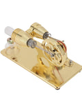 Sterling Engine Model Toy With LED Light For Desktop Science Project And Educational Decor Aluminum Alloy Gold Finish Hands On Thermodynamics Demo For Students And Science Nerds And Hobbyists, gold base