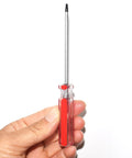 Kick Butt T9 Torx Security Screwdriver Two Pack Set With Snap Tight Magnetic Bit and Contoured Grip Handle held in hand.