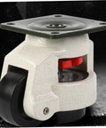 Heavy Hitting Workbench Leveling Casters Four Pack Swivel Transport Wheels with adjustable feet and industrial nylon tires.