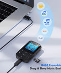 64GB Clip On MP3 Player With Bluetooth 5.3 Auto Reconnect For Running And Gym Workouts connected to laptop via USB cable