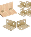 Built Tough L Shaped Corner Brackets Four Hole Precision Angle Supports for wooden furniture with stainless steel finish.