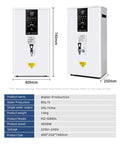 Straight Up Instant Hot Water Dispenser Tankless Electric Heater With Digital Display 2500W Rapid Boil, front view and dimensions.