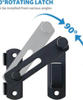 90 degree rotating latch of 180 Degree Flip Sliding Barn Door Lock For Privacy That Is Easy To Unlock And Hard To Force Kid Proof And Pet Safe Latch