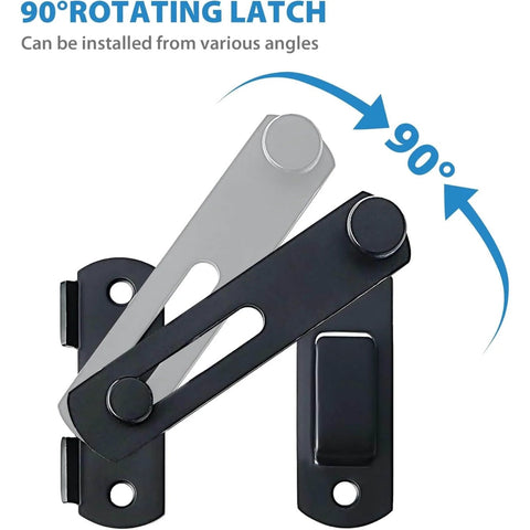 90 degree rotating latch of 180 Degree Flip Sliding Barn Door Lock For Privacy That Is Easy To Unlock And Hard To Force Kid Proof And Pet Safe Latch