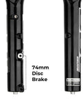 Close-up of 74mm disc brake mounts on Beefy 20 Or 24 Inch Mountain Bike Suspension Air Fork With 28.6mm Steerer.