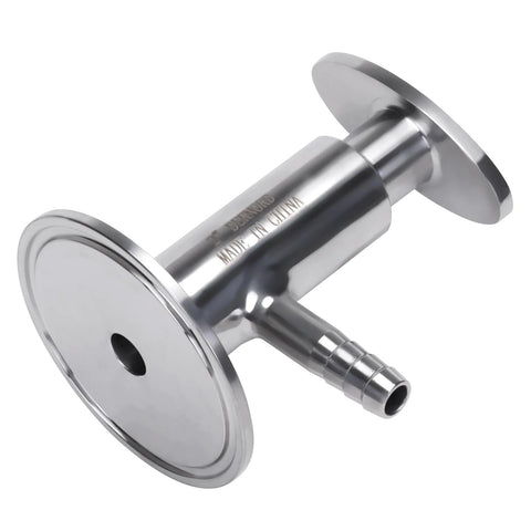 DERNORD sanitary sample valve, stainless steel, 2 in tri-clamp ferrule (64 mm OD), elliptic handle, angled side view