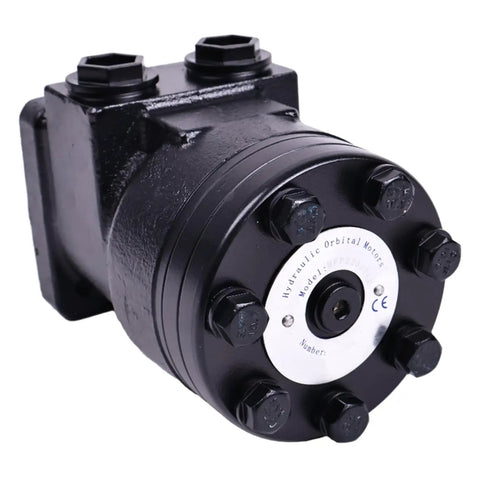 4-Bolt Hydraulic Motor CM004P Built Tough High-Torque Industrial Powerhouse With 0.25 Inch Shaft Keyway, 1 Inch Round Shaft And 1/2 Inch NPT Ports, New Condition Ready For Heavy-Duty Applications, front view