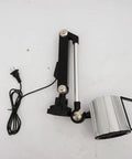 Heavy Duty Long Arm Machine Work Light, 18W LED With Multi-Joint Adjustable Design showing aluminum alloy construction and power cord.