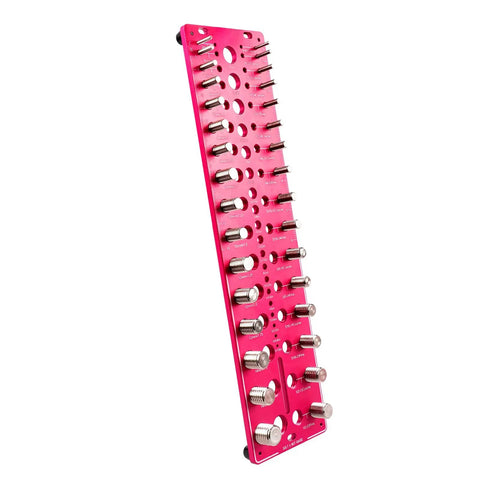 51 In 1 Bolt Size Finder And Thread Checker For Metric And SAE Includes 32 Metric And 32 SAE Nut And Bolt Gauges 19 Drill Bit Checker CNC Machined Aluminum Screw Size Chart Go No Go ANSI Standard Non Slip Base side view
