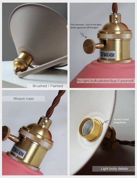 Close-up of Nordic Vintage Style Wall Sconce Lamp with Edison copper socket, frosted body, and details of switch and bulb socket.