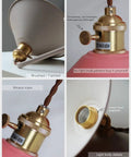 Plug In Wall Sconces Set Of Two With Brass Edison Lamp Holders, Frosted Painted Metal, Nordic Vintage Bedside Lighting details
