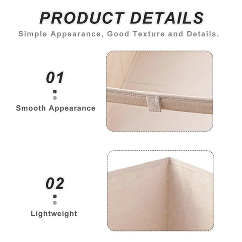 Close-up of Foldable Linen Closet Organizer Bins Featuring Clear Window And Reinforced Handles Super Slick Cotton Fabric showing smooth appearance and lightweight design.