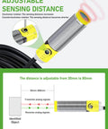 Photoelectric Proximity Sensor With Laser Detection, IP65 Waterproof, 3-Wire, Adjustable 3cm To 80cm Sensing Distance Diagram