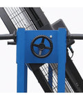 Detail view of the variable speed dial on Six Foot Heavy Duty Mobile Industrial Barrel Fan Pumping Forty Thousand CFM Of Big Air Punch