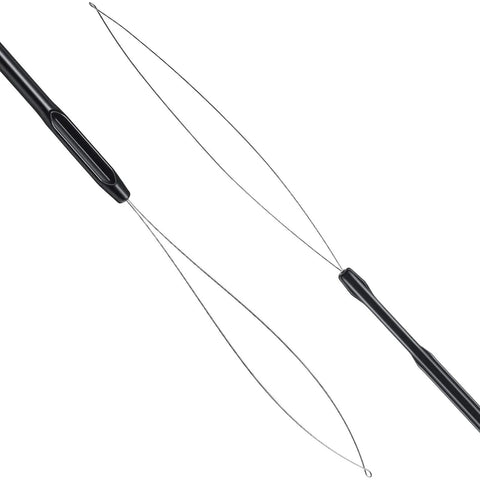 10 Piece Hair Extension Loop Needle Threader Kit With Pulling Hook Tool And Bead Device For Easy Feather And Hair Extensions, Black For Salon And DIY Use, Anti Slip Handle And Durable Metal Needle, Quick Bead Threading, black metal loop needle