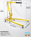 2-Ton hydraulic shop crane by Amazon with six casters and yellow steel frame