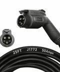 Premium Sae J1772 Level 2 Electric Vehicle Charging Cord 25FT with rugged heavy-duty connector and flexible design.