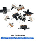 132 Piece Slide Switch Kit Micro Mini Toggle Switches SPDT 1P2T 2 Position 3 Pin for PCB Breadboard Projects on display