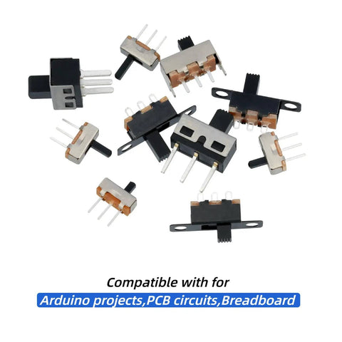 132 Piece Slide Switch Kit Micro Mini Toggle Switches SPDT 1P2T 2 Position 3 Pin for PCB Breadboard Projects on display