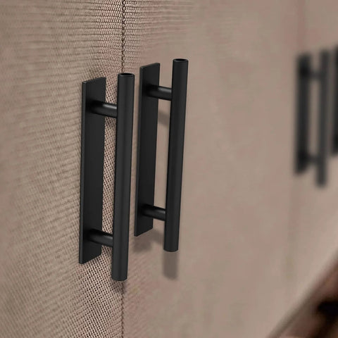 15 Pack Self Stick Push Pull Cabinet Handles Black ABS Plastic For Cabinets Doors Windows Wardrobes Drawers Hidden Grip Handles Installed
