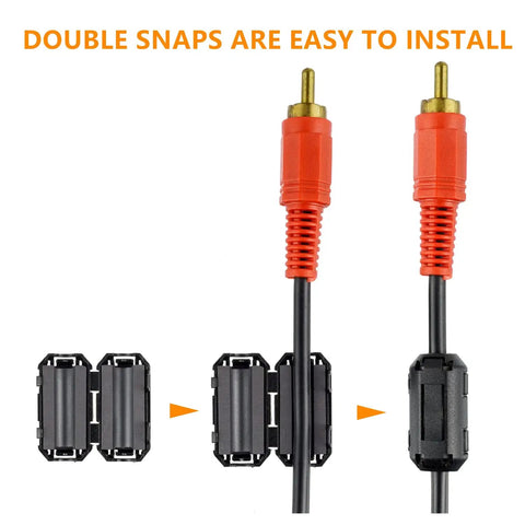No Nonsense Clip On Ferrite Ring Core EMI RFI Noise Suppressors For Cables 3mm To 13mm Diameters Easy Install Black Magnetic Cable Dampeners