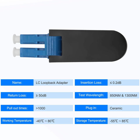 Duplex LC UPC Fiber Tester Loopback Plug For 9 By 125 Micron Singlemode Fiber Optic Cables Signal Test Adapter specifications