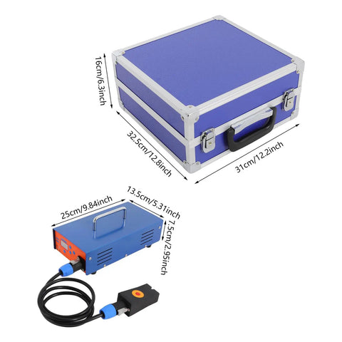 Car Paintless Dent Box Repair Tool With 1380W Induction Heater And Digital Display, blue tool case and dimensions