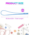 2 Pack Plastic Flexible Drawstring Threader 58.2cm 23in Quick Easy Drawstring Replacement Tool For Hoodies Sweatpants Jackets Swim Trunks Shorts Blue Durable, shown with sewing accessories.