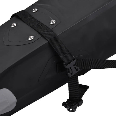 Close-up of 10L Roll Top Bike Saddle Bag For Mountain And Road Bikes Universal Fit Waterproof PVC TPU Construction With Internal Frame