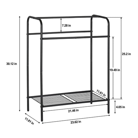 Dimensions of Freestanding 3 Tier Towel Rack Stand With Storage Shelf Black Metal Laundry Room Bathroom Organizer