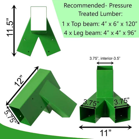 Two Pack Heavy Duty Rust Resistant Steel A Frame End Swing Brackets For Backyard Playground Set Includes Mounting Hardware For Easy DIY Installation Green