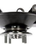 Front Left Wheel Bearing And Hub Assembly For 2001 To 2002 Honda Civic 1.7L L4 Engine Preloaded Unit angle view showing black finish and mounting points.
