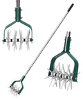 Compact Rotary Cultivator With Adjustable Stainless Steel Handle For Small Gardens Eight Tine Aluminum Head Loosens Soil