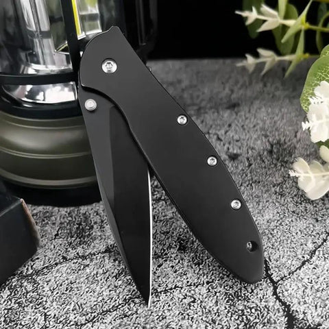 7 Inch Folding Pocket Knife With 8C13Mov Stainless Steel Blade And Beater Proof 420 Handle Featuring Reliable Pocket Clip, open angle view.