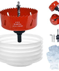 Amazon 4-inch bi-metal hole saw kit for recessed lighting with dust catcher, drill arbor, and gloves