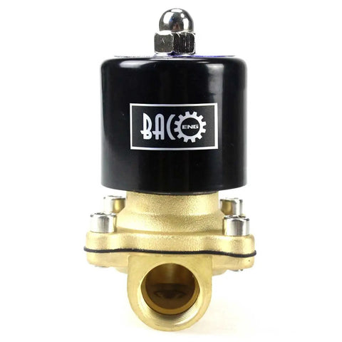 Front view of Three Quarters Inch Brass Electric Solenoid Valve 110V AC Normally Closed NPT Thread Easy Install For Water Lines