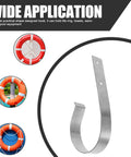 Sturdy Iron Sea Life Buoy Ring Hanger Rack With Hook for Pool Safety Gear, showing a durable metal hook for hanging flotation devices.