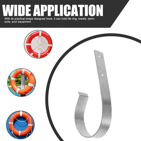 Sturdy Iron Sea Life Buoy Ring Hanger Rack With Hook for Pool Safety Gear, showing a durable metal hook for hanging flotation devices.