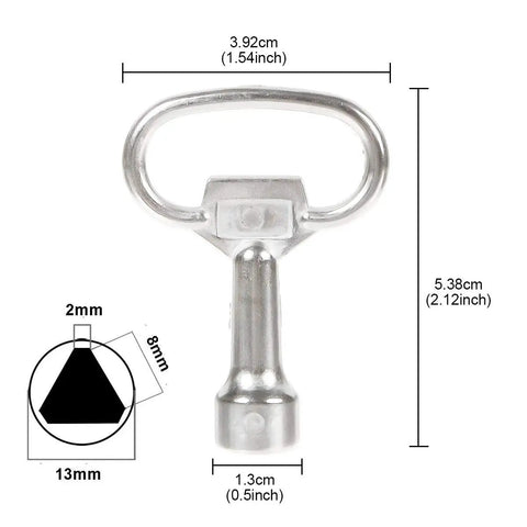 8mm Triangle Socket Spanner Key Set Of 6 Aluminum Alloy Chrome Plated Triangular Wrenches dimensions view