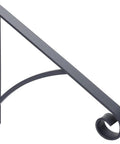 Industrial Grade Wall Mount Handrails For Outdoor Steps And Decks Featuring Wrought Iron Safety Rails With Curved Grips, gray steel handrail detail.