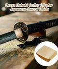 Brass Habaki Collar Clip For Swords With Vintage Golden Finish on a katana, handguard accessory, Japanese Swords Gear